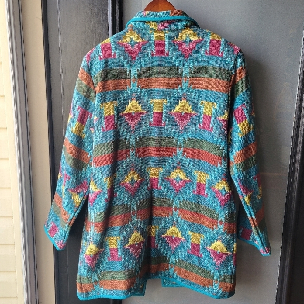 VTG Bedford Fair Womens Blazer Jacket L/XL? Woven Tapestry Southwestern Boho - Picture 3 of 11